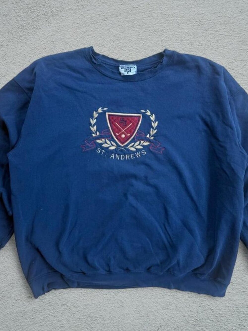 Vintage 80s Lee St Andrews navy blue cotton crewneck sweatshirt